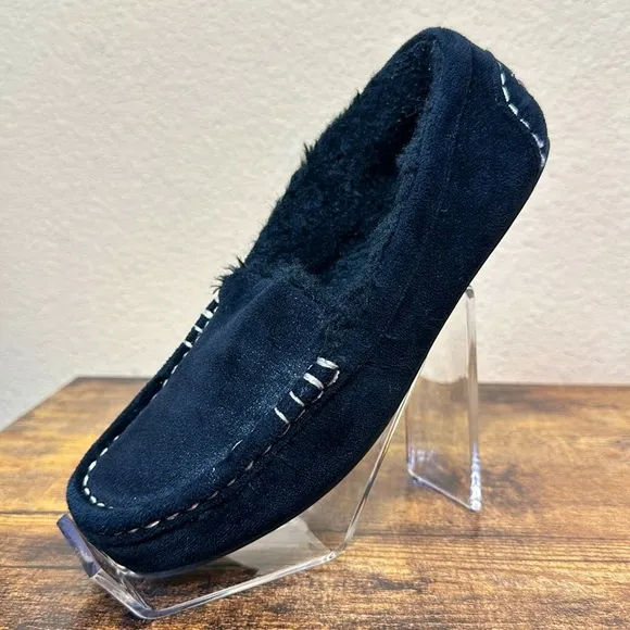 Koolaburra by Ugg Kids Riley Shimmer Slipper Size 2 Black Cozy Fuzzy Warm