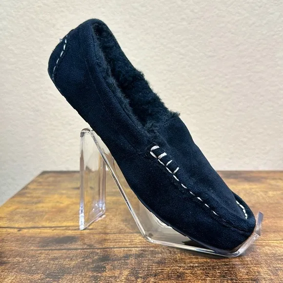 Koolaburra by Ugg Kids Riley Shimmer Slipper Size 2 Black Cozy Fuzzy Warm