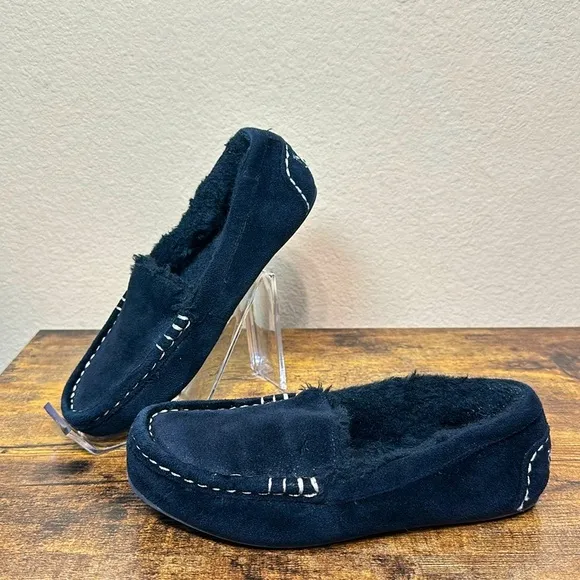 Koolaburra by Ugg Kids Riley Shimmer Slipper Size 2 Black Cozy Fuzzy Warm
