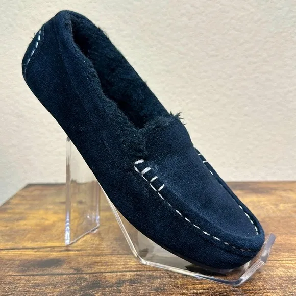 Koolaburra by Ugg Kids Riley Shimmer Slipper Size 2 Black Cozy Fuzzy Warm