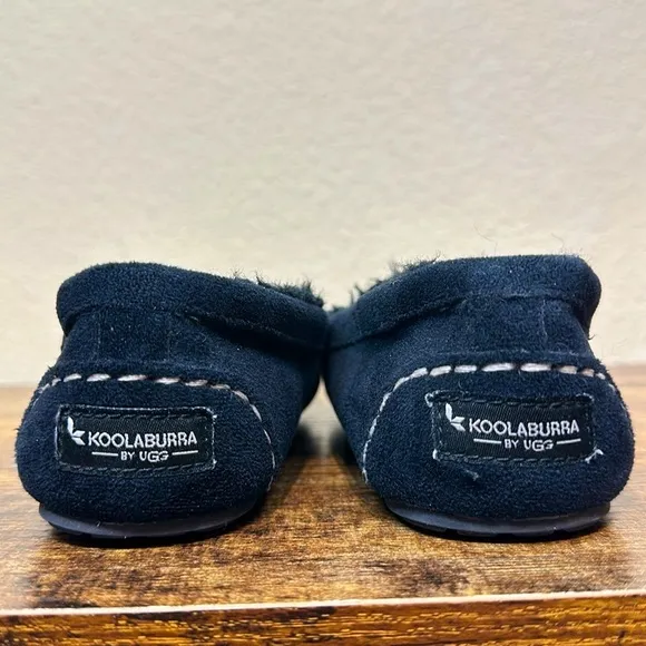 Koolaburra by Ugg Kids Riley Shimmer Slipper Size 2 Black Cozy Fuzzy Warm