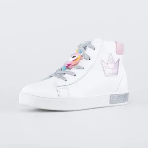 Kotofey girls high top white leather unicorn orthopedic sneakers NEW sz 26/9.5US