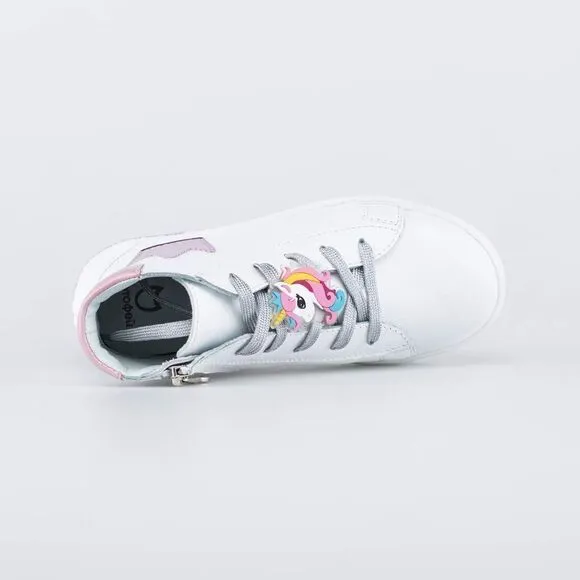 Kotofey girls high top white leather unicorn orthopedic sneakers NEW sz 26/9.5US