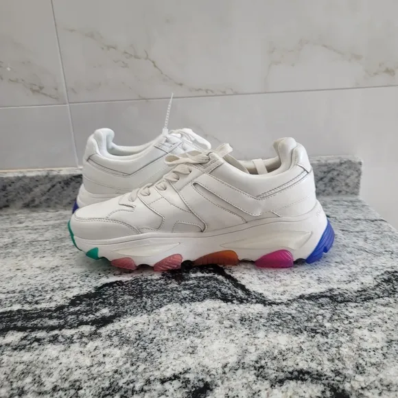 Kurt Geiger London Men's Lettie Lace-Up Rainbow Sole Sneakers