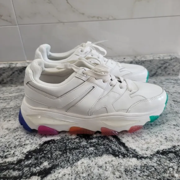 Kurt Geiger London Men's Lettie Lace-Up Rainbow Sole Sneakers