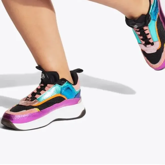 Kurt Geiger Women’s 37 US 7 Kensington Sneaker Metal Multi Color