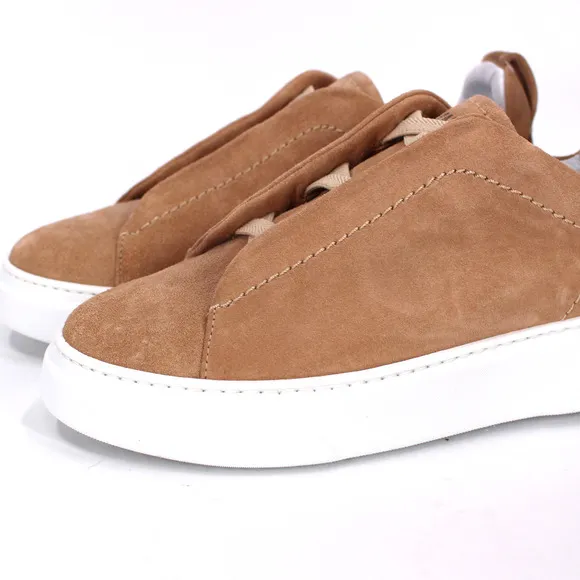 La Canadienne Brera Suede Sneakers NEW Slip On Camel Tan Leather Shoes Size 37