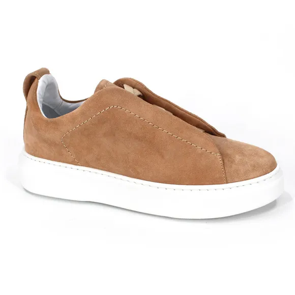 La Canadienne Brera Suede Sneakers NEW Slip On Camel Tan Leather Shoes Size 37
