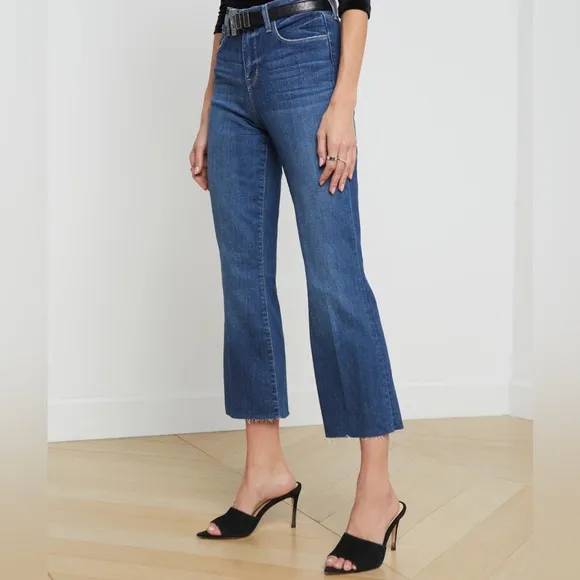 L’Agence Kendra cropped Flare Jeans Laredo Wash Subtle Stretch Denim Size 30