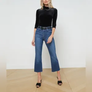 L’Agence Kendra cropped Flare Jeans Laredo Wash Subtle Stretch Denim Size 30