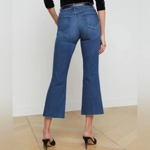 L’Agence Kendra cropped Flare Jeans Laredo Wash Subtle Stretch Denim Size 30