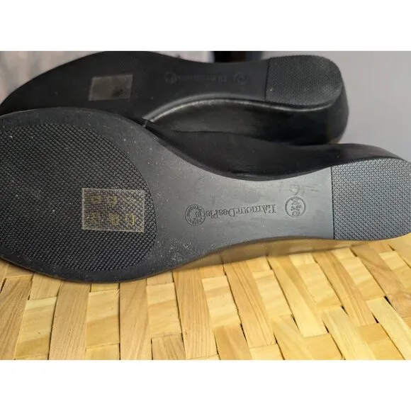 L'Amour Des Pieds Black Leather Mary Jane Shoe Wedge Women 9.5 Comfort Slip On