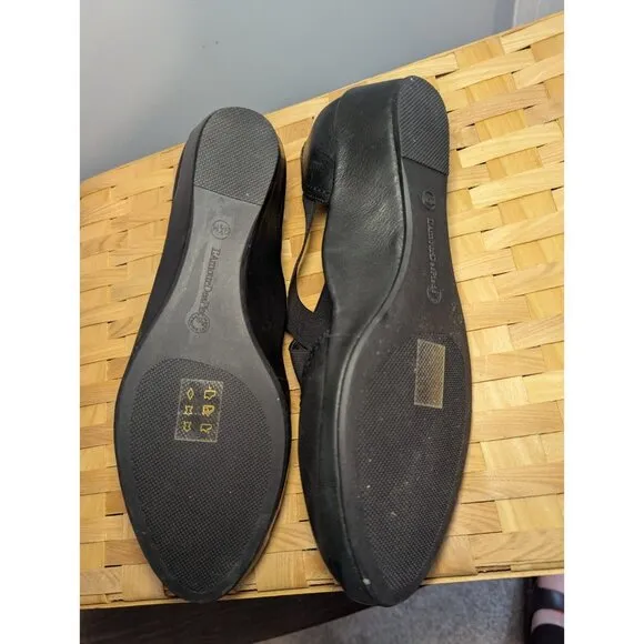 L'Amour Des Pieds Black Leather Mary Jane Shoe Wedge Women 9.5 Comfort Slip On