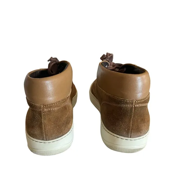 LANVIN Mid-Top Matte Cap Toe Sneakers Sz 8 Brown Suede &amp; Leather
