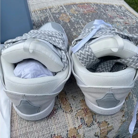 Lanvin White and Gray High-Top Sneakers