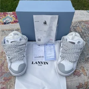 Lanvin White and Gray High-Top Sneakers