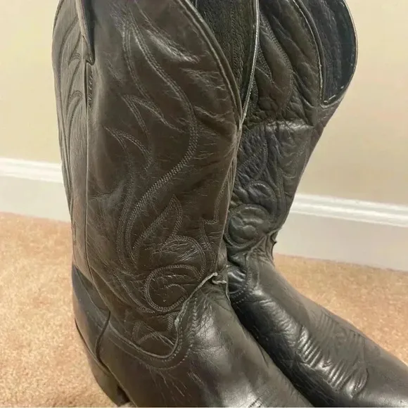 Laredo Western Boots Mens Hawk Stitched Snip Toe 11 1/2 D Black 7020