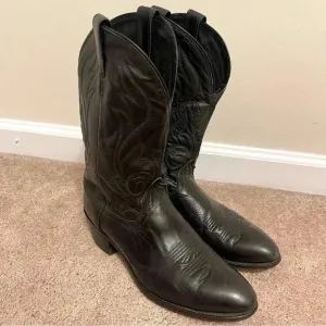 Laredo Western Boots Mens Hawk Stitched Snip Toe 11 1/2 D Black 7020
