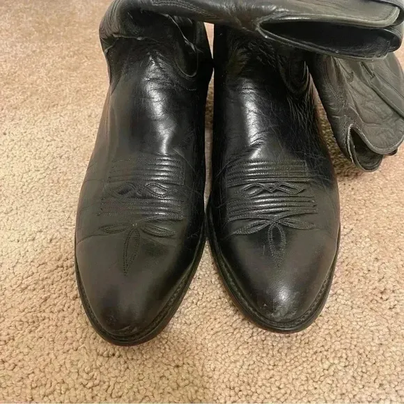 Laredo Western Boots Mens Hawk Stitched Snip Toe 11 1/2 D Black 7020