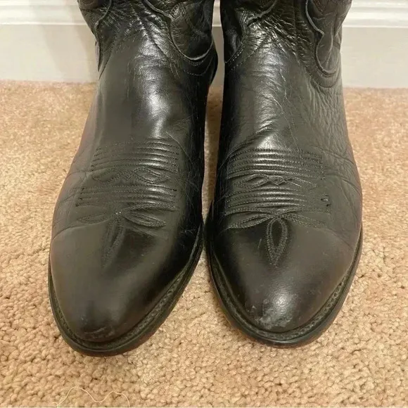 Laredo Western Boots Mens Hawk Stitched Snip Toe 11 1/2 D Black 7020