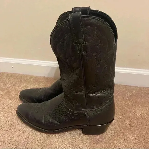 Laredo Western Boots Mens Hawk Stitched Snip Toe 11 1/2 D Black 7020