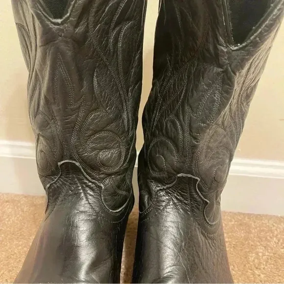 Laredo Western Boots Mens Hawk Stitched Snip Toe 11 1/2 D Black 7020