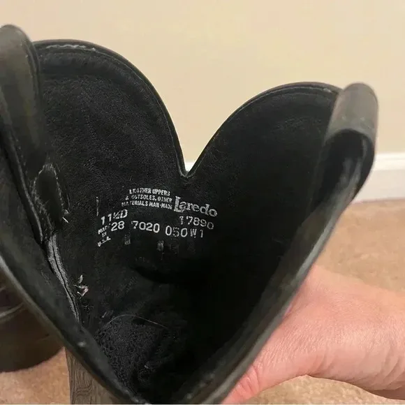 Laredo Western Boots Mens Hawk Stitched Snip Toe 11 1/2 D Black 7020
