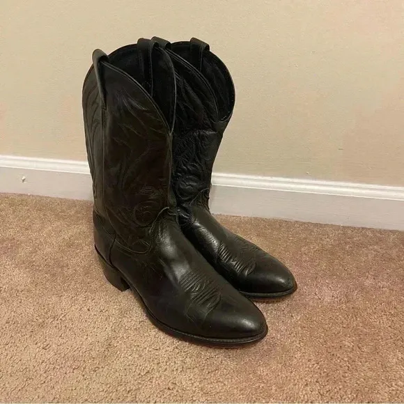 Laredo Western Boots Mens Hawk Stitched Snip Toe 11 1/2 D Black 7020