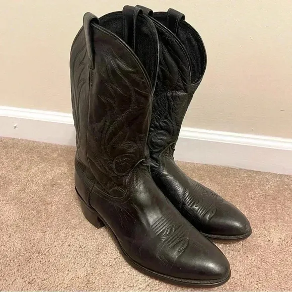 Laredo Western Boots Mens Hawk Stitched Snip Toe 11 1/2 D Black 7020