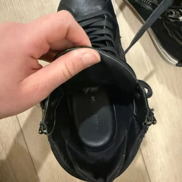 Leather high top sneakers