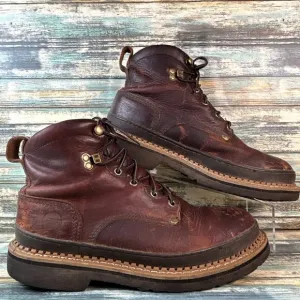 Lehigh Steel Toe Safety Boots Mens 9.5 Brown Leather Construction Worn In Combat