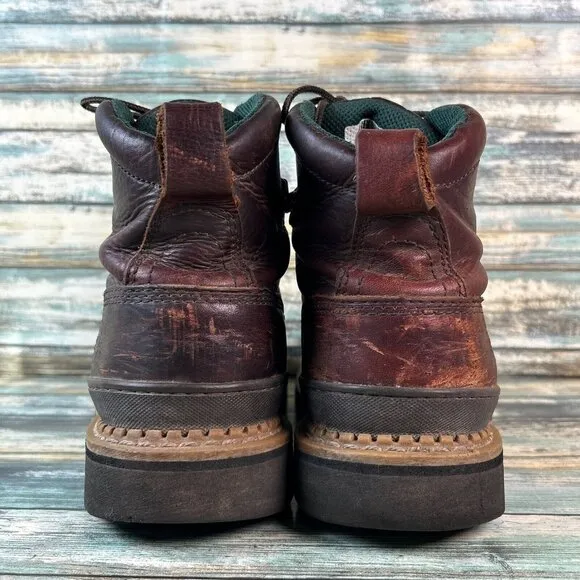 Lehigh Steel Toe Safety Boots Mens 9.5 Brown Leather Construction Worn In Combat