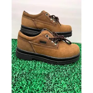 Lehigh women's Heavy Duty Working Shoes Size 8W Brown Suede Rubber Sole Hard Toe
