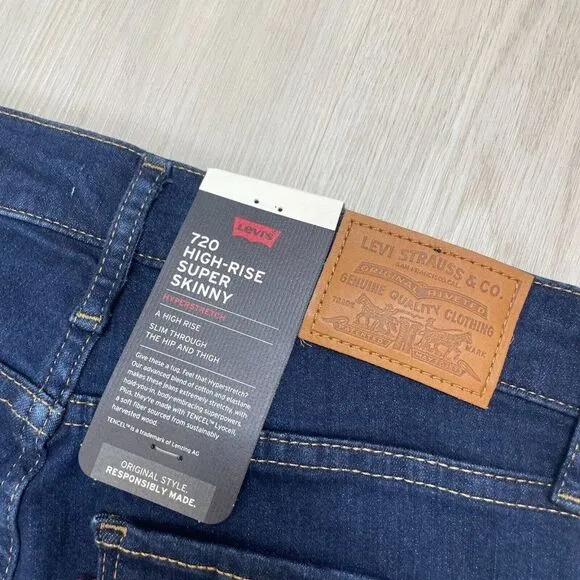 Levis 720 High Rise Super Skinny Womens 25x30 Dark Wash 527970241