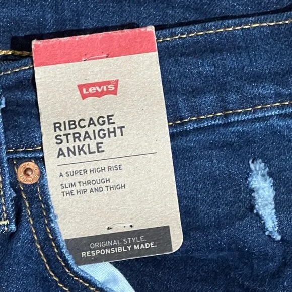 Levi's Women's Ribcage Straight Ankle Super High Rise Stretch Jeans Size: 20W M