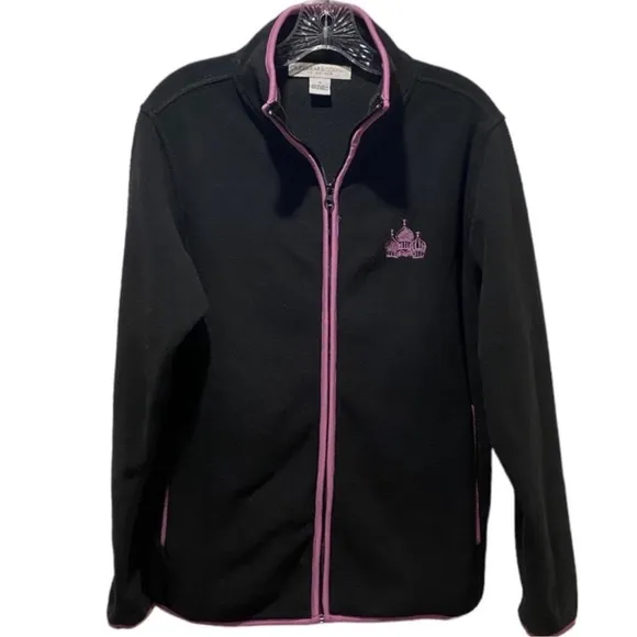 Lightweight All Season Zip Up Fleece Jacket Black Pink Cruisewear Size Medium