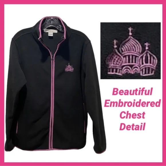 Lightweight All Season Zip Up Fleece Jacket Black Pink Cruisewear Size Medium