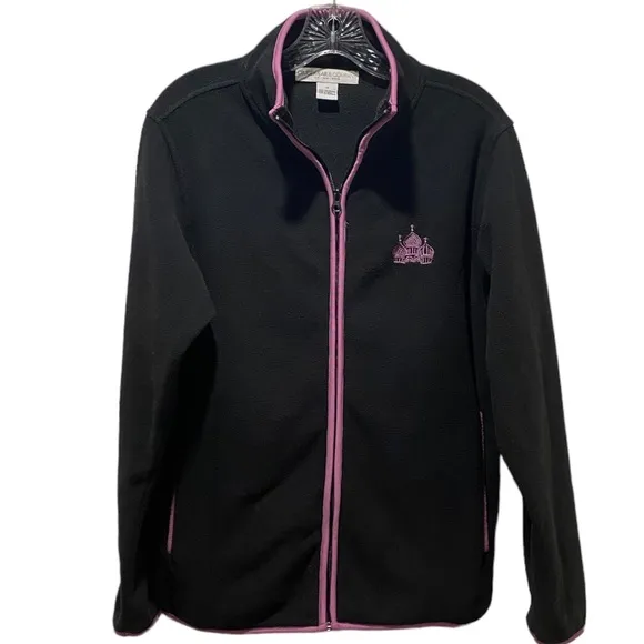 Lightweight All Season Zip Up Fleece Jacket Black Pink Cruisewear Size Medium