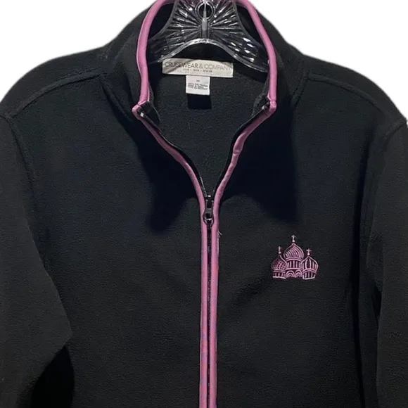 Lightweight All Season Zip Up Fleece Jacket Black Pink Cruisewear Size Medium