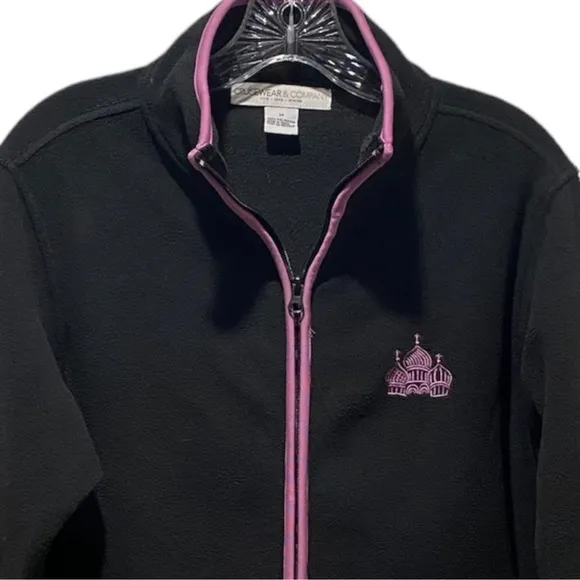 Lightweight All Season Zip Up Fleece Jacket Black Pink Cruisewear Size Medium