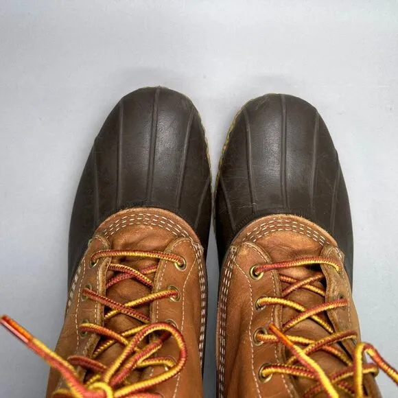 L.L. Bean Bean Boots Men's Size 10 Brown Leather Waterproof Rubber Duck Boots