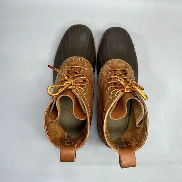 L.L. Bean Bean Boots Men's Size 10 Brown Leather Waterproof Rubber Duck Boots