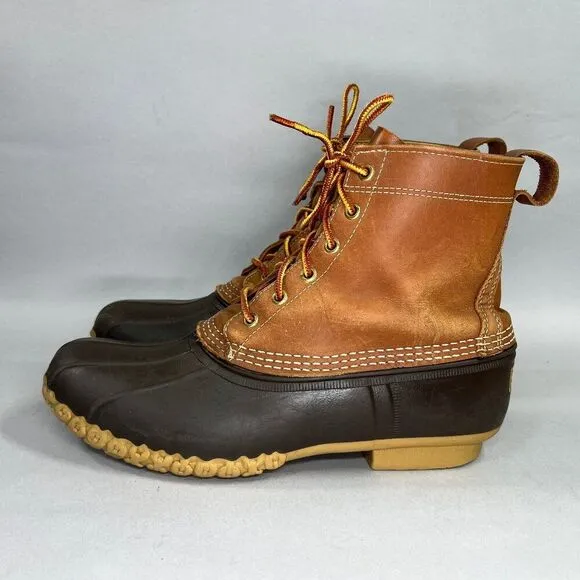 L.L. Bean Bean Boots Men's Size 10 Brown Leather Waterproof Rubber Duck Boots