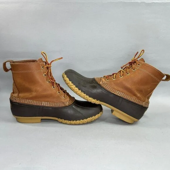 L.L. Bean Bean Boots Men's Size 10 Brown Leather Waterproof Rubber Duck Boots