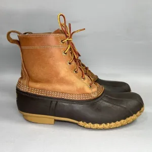 L.L. Bean Bean Boots Men's Size 10 Brown Leather Waterproof Rubber Duck Boots