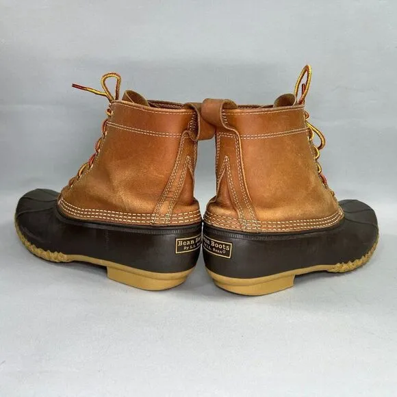 L.L. Bean Bean Boots Men's Size 10 Brown Leather Waterproof Rubber Duck Boots