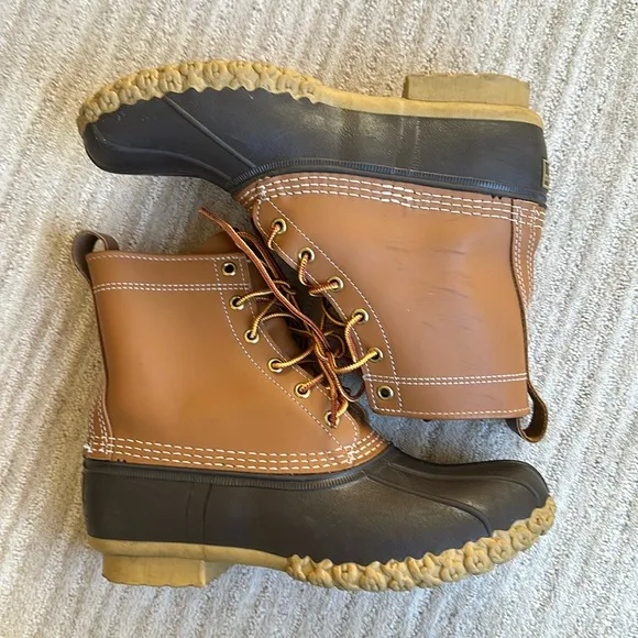 LL BEAN Bean Boots Women's Waterproof Duck 175064 USA Brown 8&quot; Leather Size 9