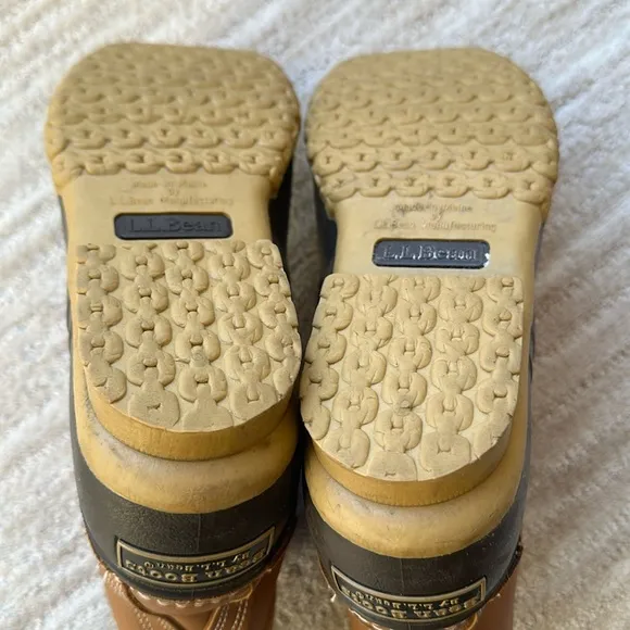 LL BEAN Bean Boots Women's Waterproof Duck 175064 USA Brown 8&quot; Leather Size 9