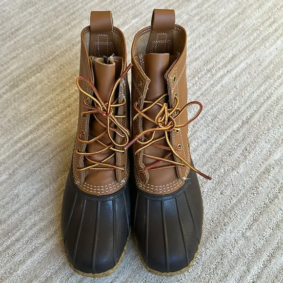 LL BEAN Bean Boots Women's Waterproof Duck 175064 USA Brown 8&quot; Leather Size 9