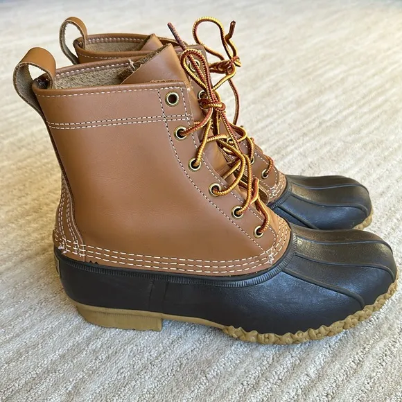 LL BEAN Bean Boots Women's Waterproof Duck 175064 USA Brown 8&quot; Leather Size 9